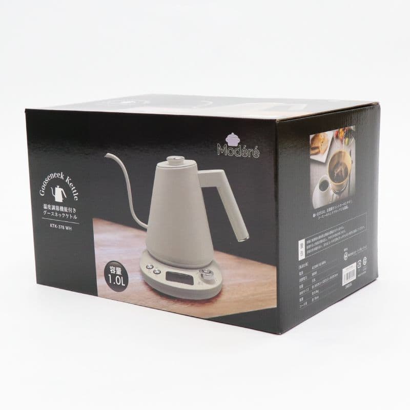 温度調節機能付きグースネックケトル　ホワイト