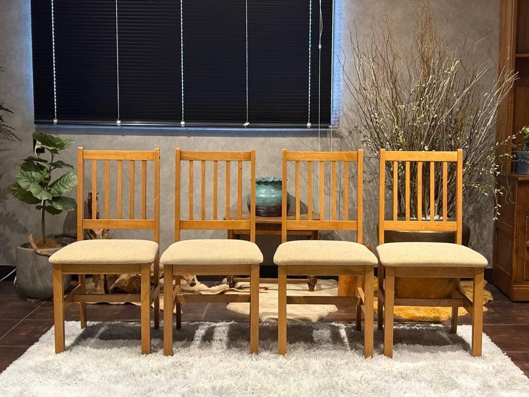 山善　YAMAZEN ダイニングチェア　リビングチェア　ビンテージ　4脚　YK