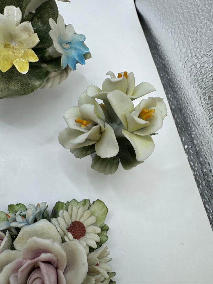 CAPODIMONTE カポディモンテ イタリア製 陶器 薔薇 花 カゴ