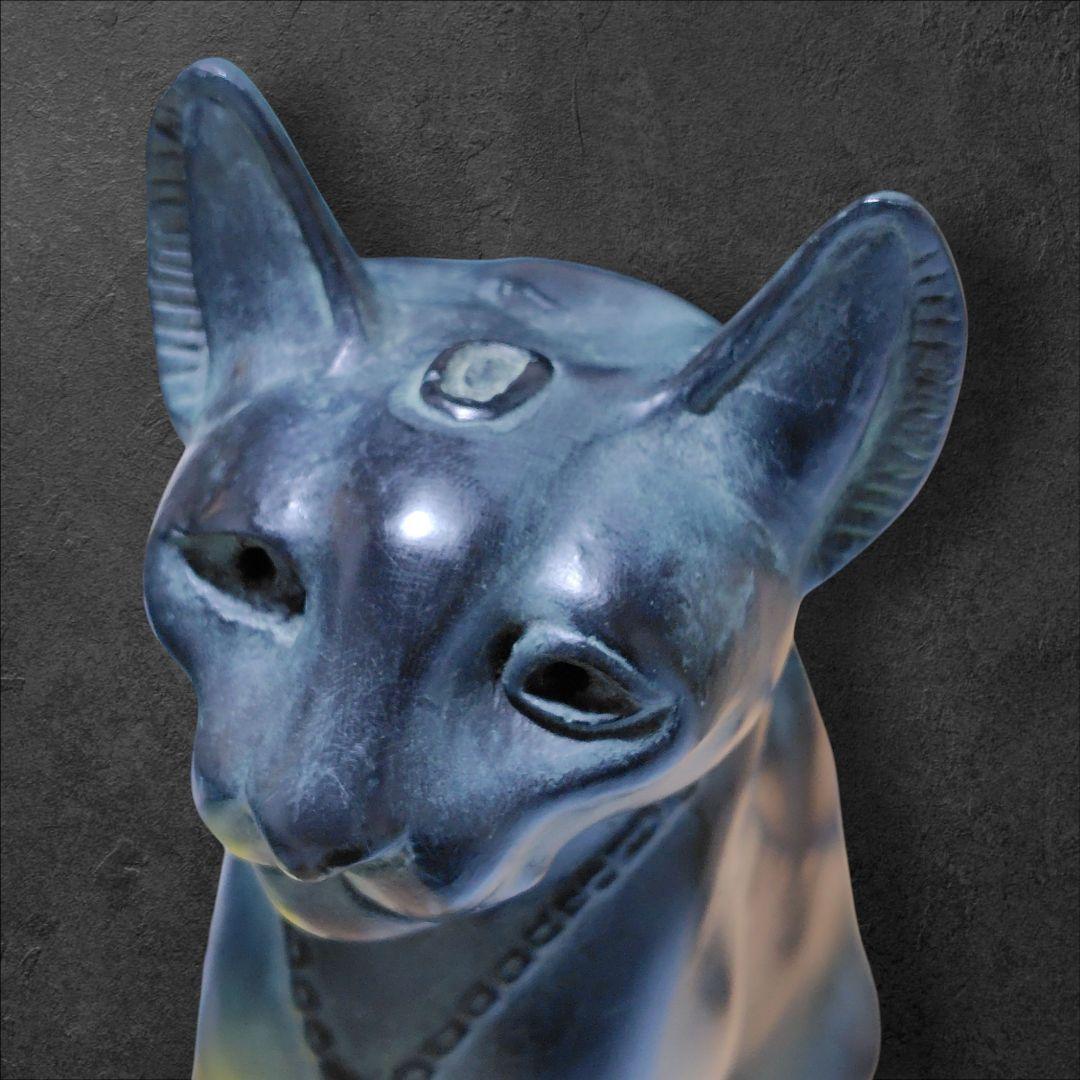 複製彫刻 ネックレスをしたバステト女神 猫 樹脂製 置物 美品 正規品