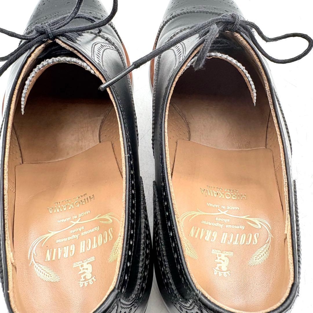 極美品✨ スコッチグレイン ストレートチップ メダリオン 【24.5】 黒 本革