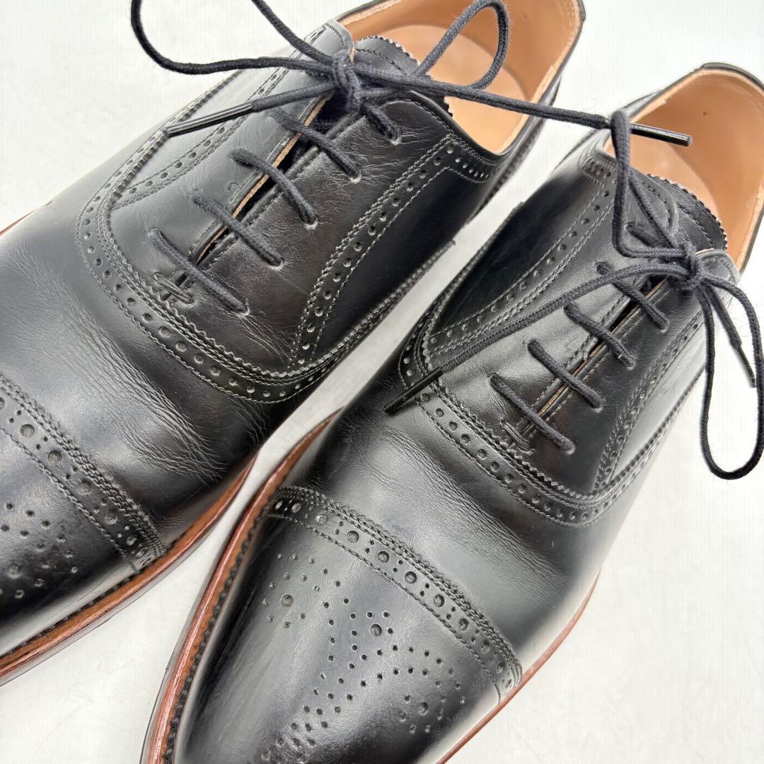 極美品✨ スコッチグレイン ストレートチップ メダリオン 【24.5】 黒 本革