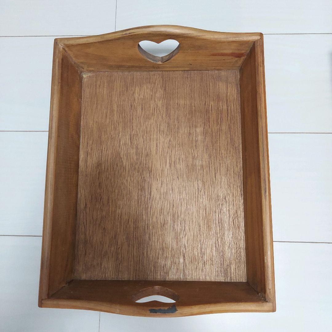 木製　ハート　ウッドプレート　引出し　トレー　２点セット