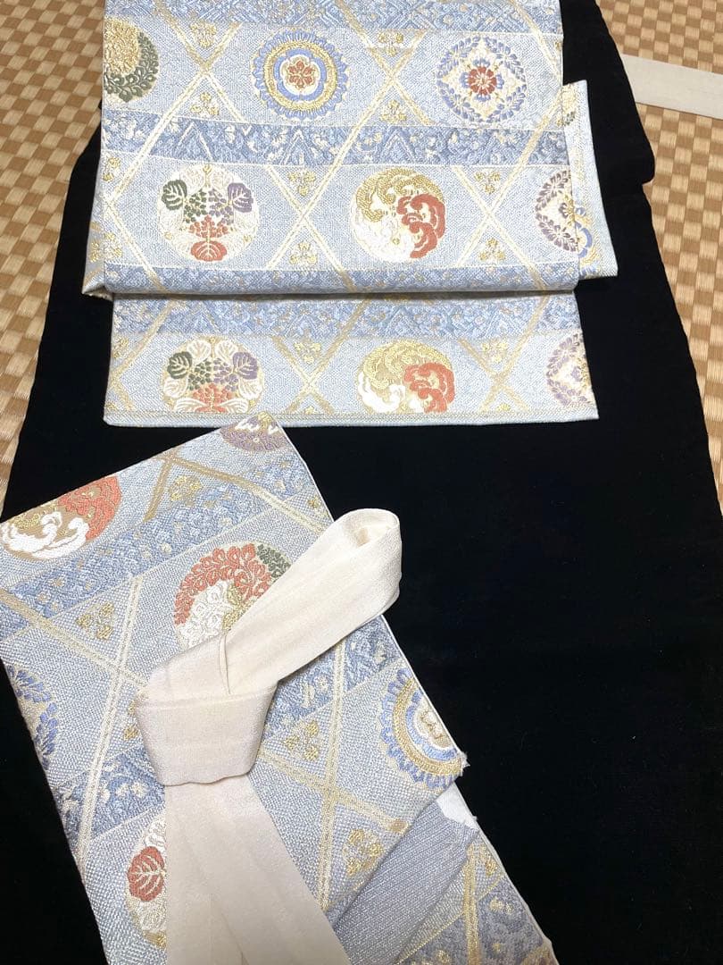 ♦️4点フルセット　（二重太鼓の作り帯＋友禅訪問着　フォーマル用帯揚げ&帯締め）