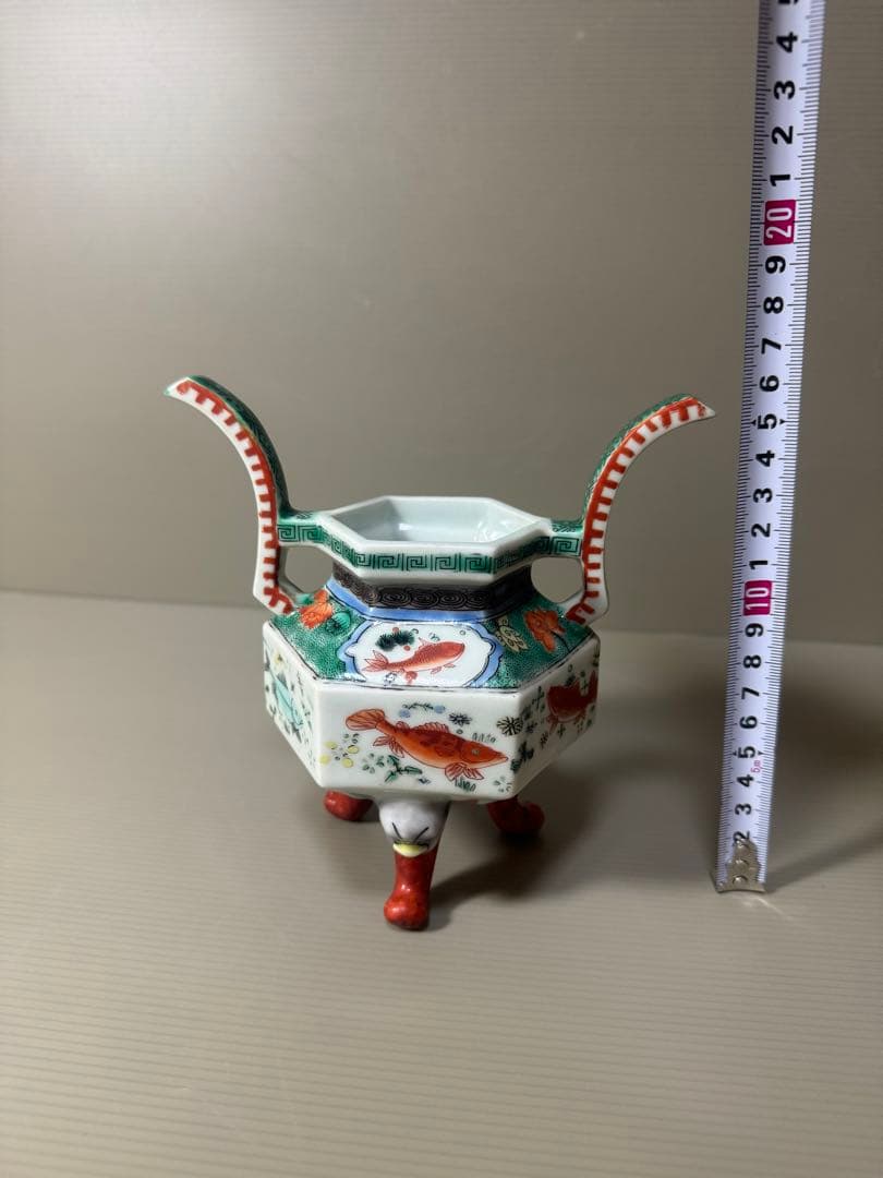 2091 希少　魚文　香炉　時代物