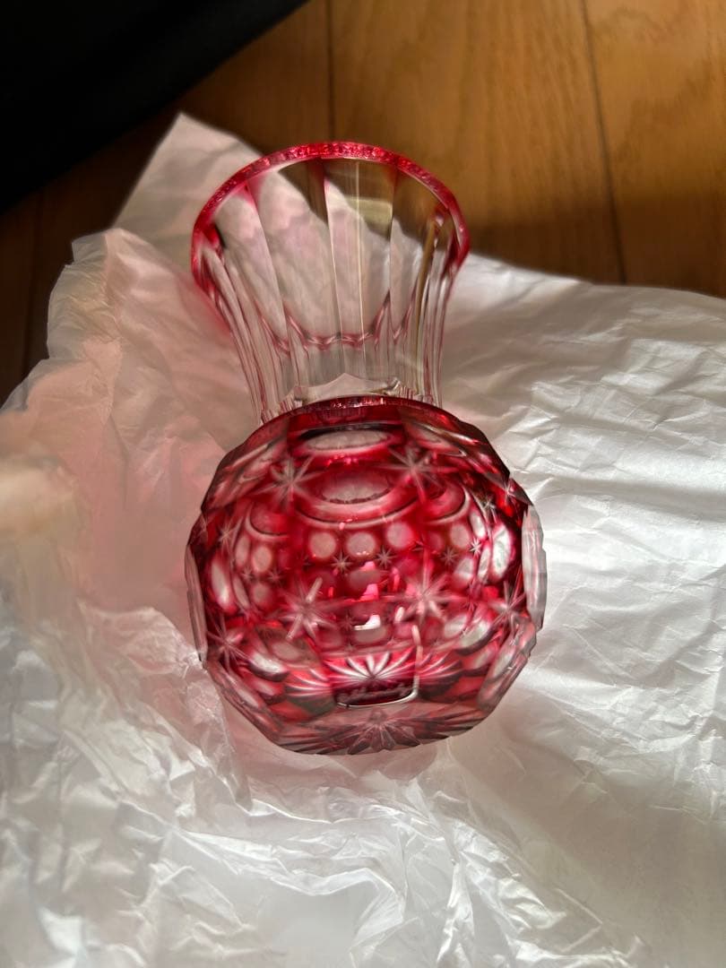 専用です　薩摩切子 色被せガラス 金赤☆花入れ 花瓶　一輪挿し