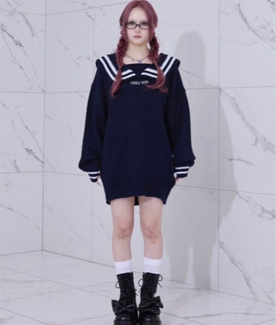 Fickle Bebe/フィクルベベ セーラーカラーニット ネイビー