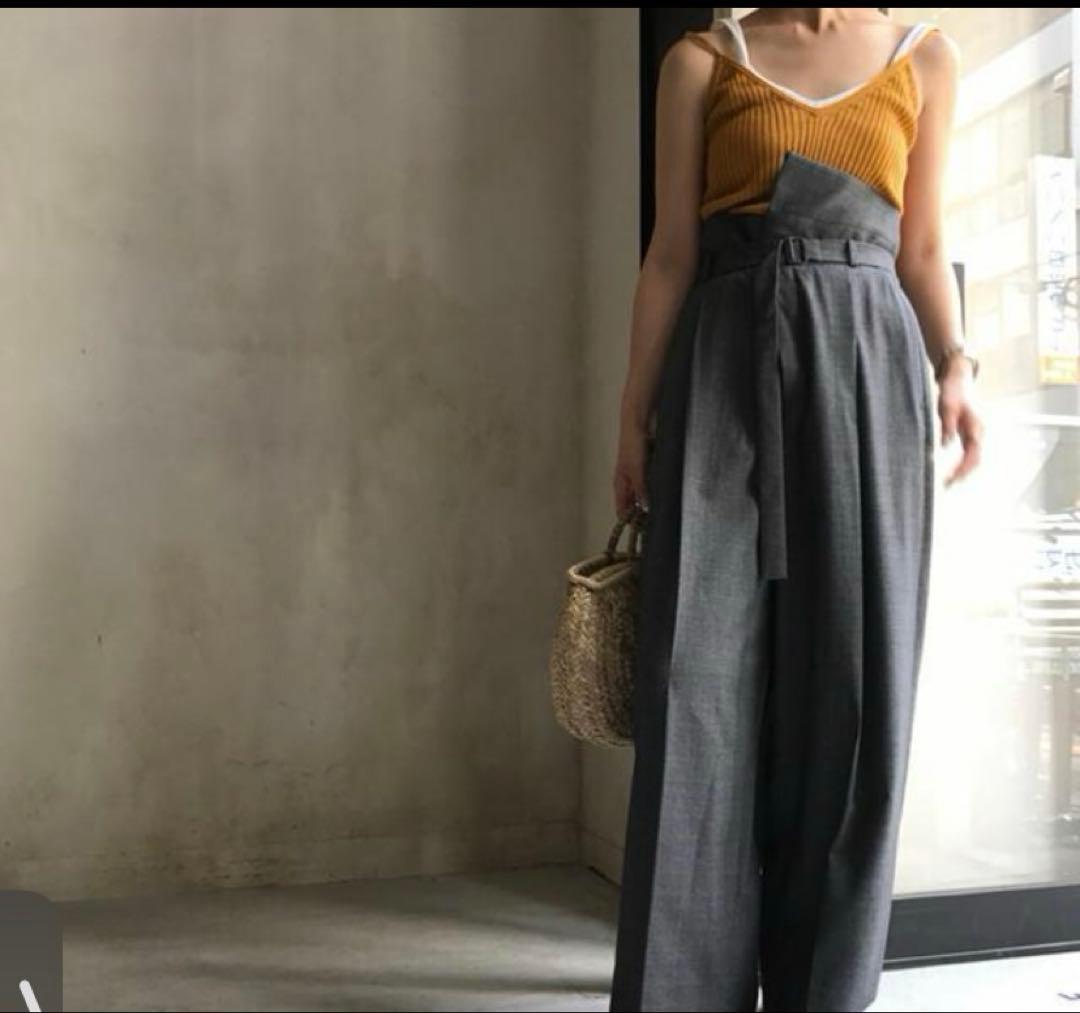 ENFOLD エンフォルド★ハイウエスト　グレンチェックワイドパンツ　レイヤード