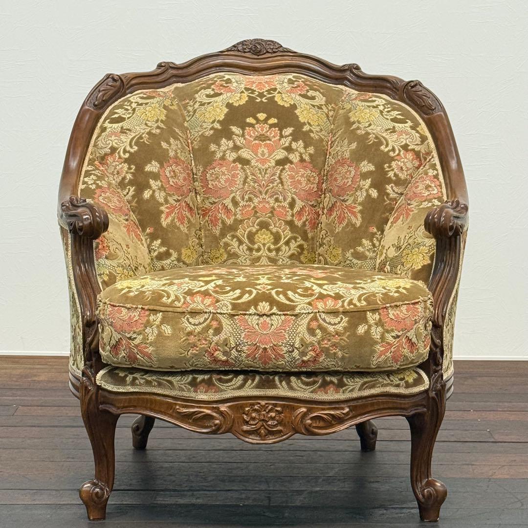 H110K42b イタリア製 金華山張り1人掛けソファ