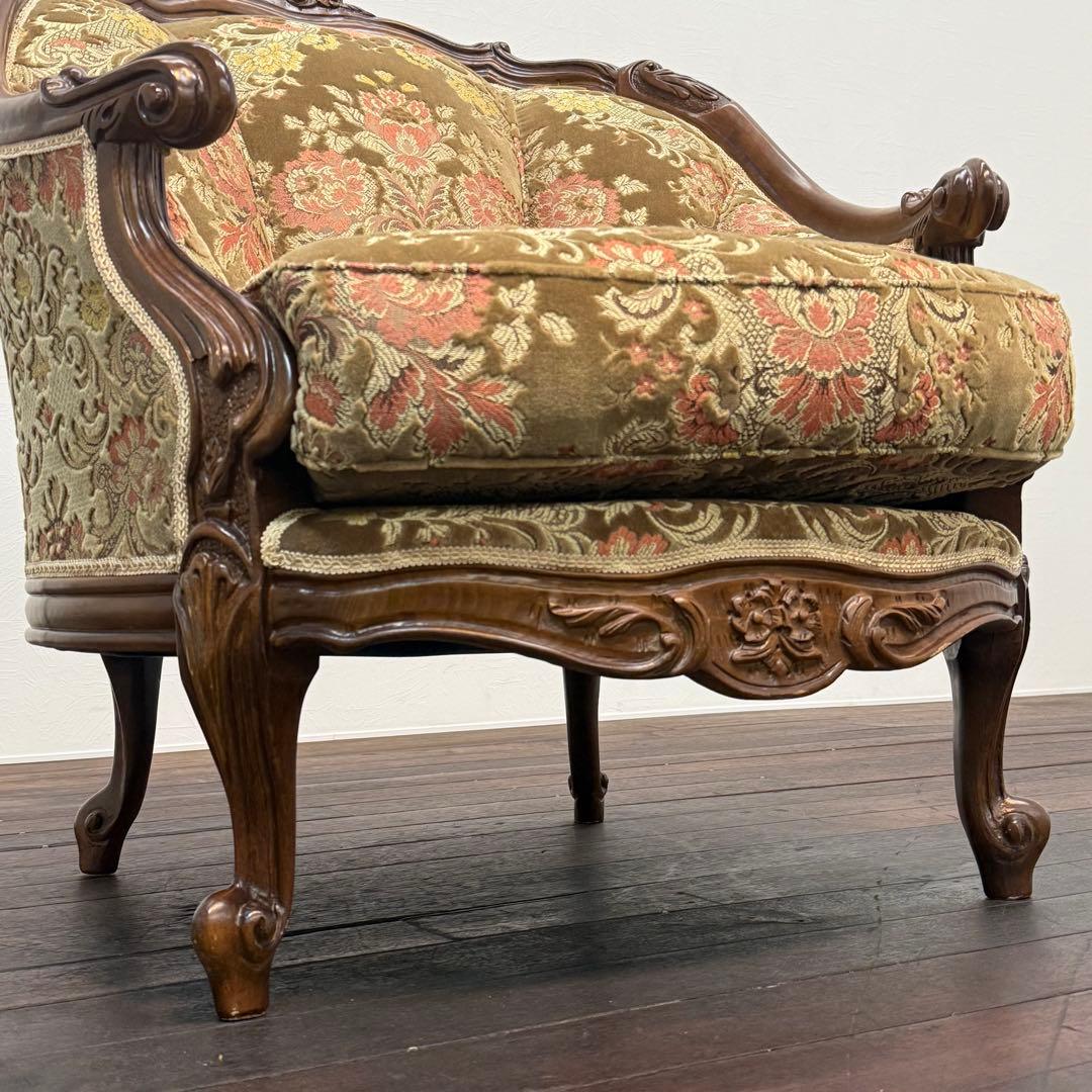 H110K42b イタリア製 金華山張り1人掛けソファ