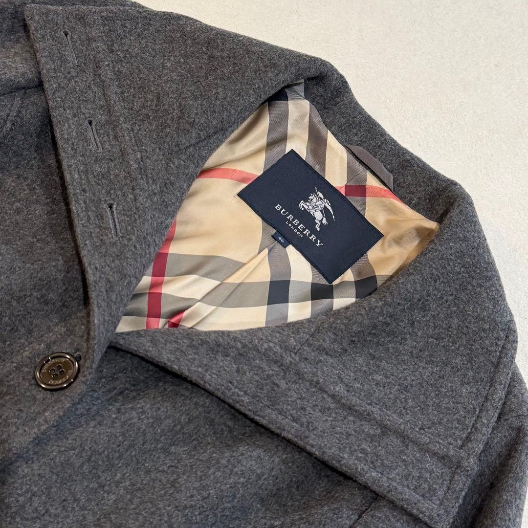 バーバリーロンドン　ウールコート　メガチェック　グレー　カシミヤ混　大きいサイズ