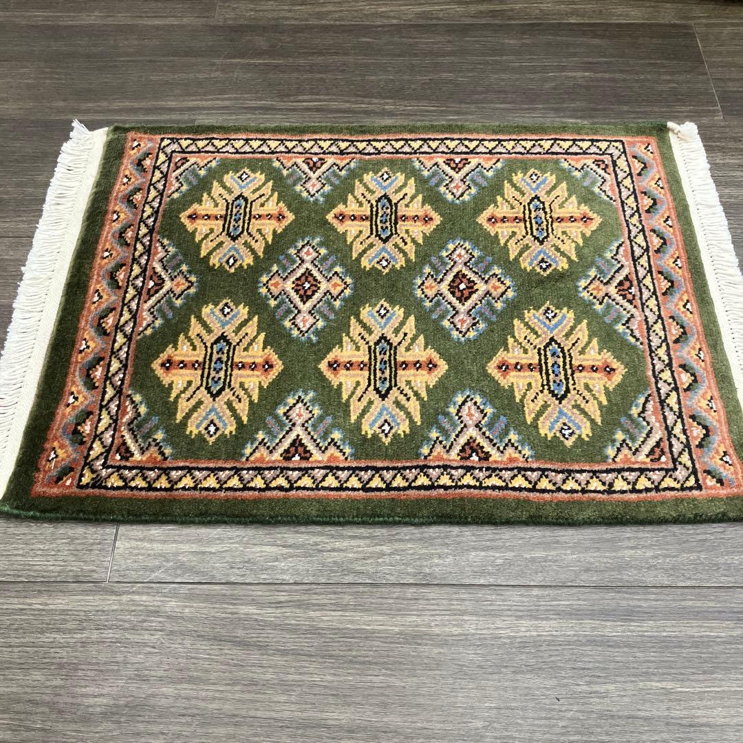 63x48cmパキスタン手織り絨毯玄関マットsaleアウトレット