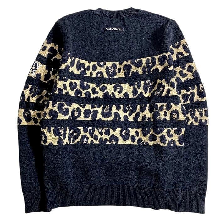 パーリーゲイツ ゴルフ レオパード柄 クルーネック 長袖 ニット ウェア 4