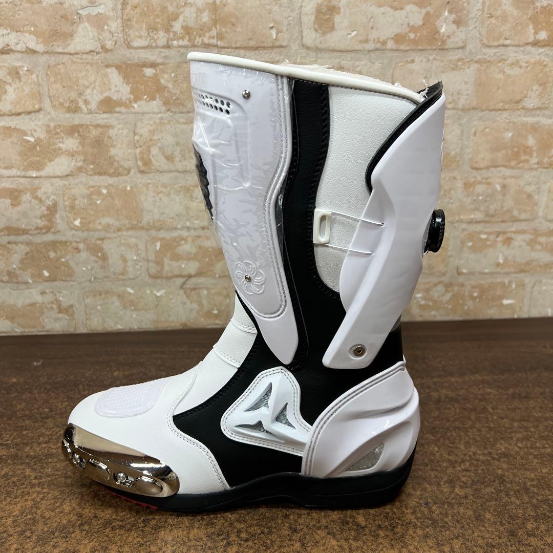 【未使用品】JG・WOLVES バイク用 レーシングブーツ ホワイト/ブラック