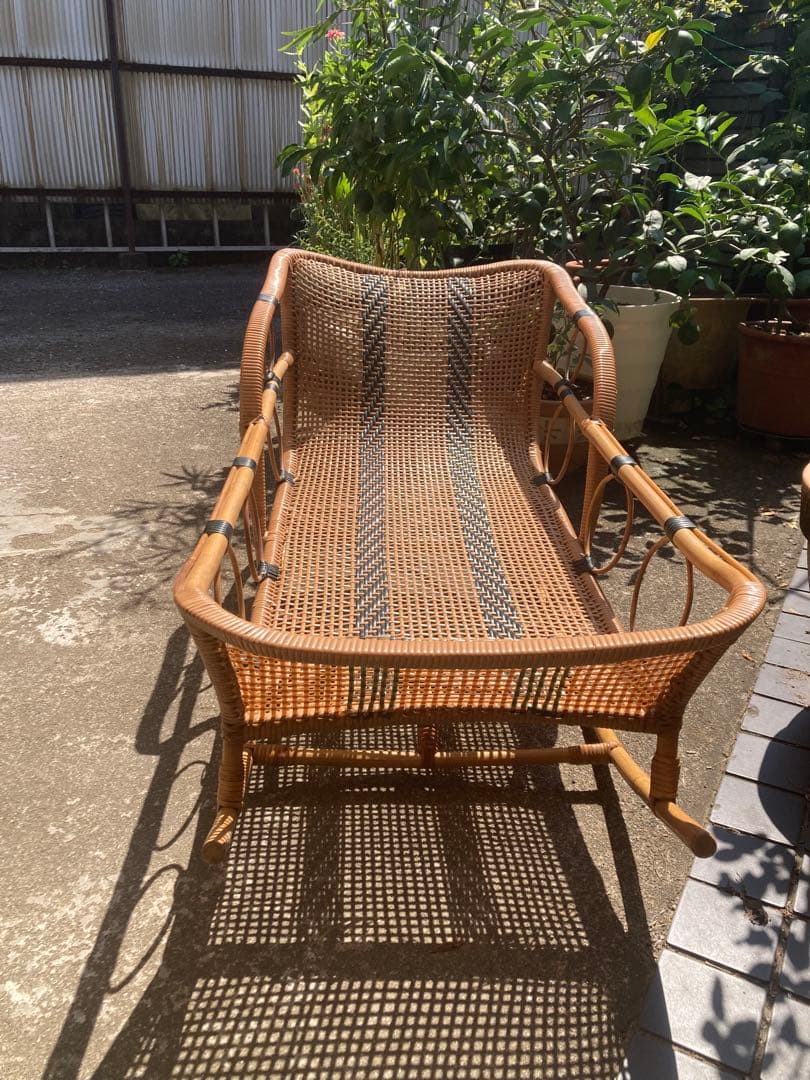 美品　激レア　ビンテージ　ラタンのゆりかご　ベビーベッド　アンティーク　ラタン