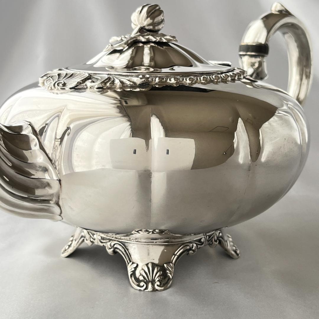 【Haddon】メロンフォルムのティーサービス 4点【シルバープレート】