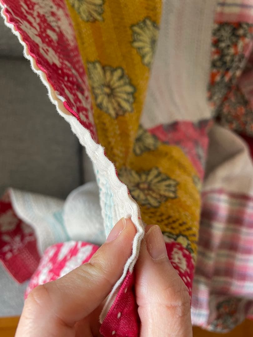 ꕥ未使用※ハギレꕥヴィンテージラリーキルト花柄パッチワークカラフル刺し子