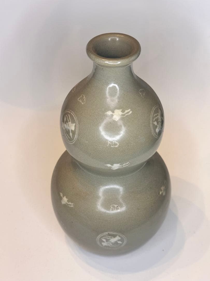 高麗青磁 葫蘆瓶 賞瓶 時代物 古陶磁 韓国 李朝 青瓷