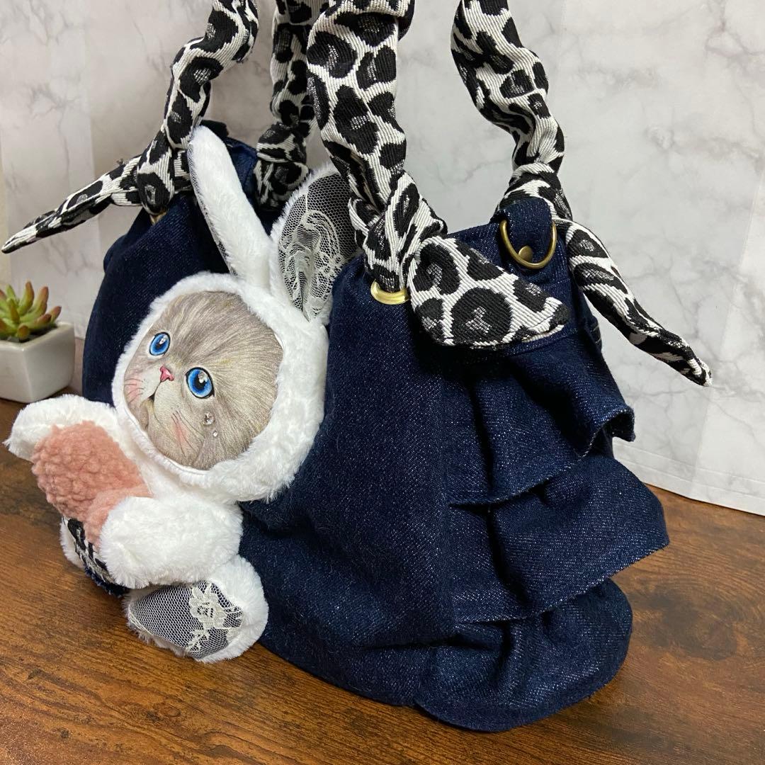 ❅*忙様 コヤンイサムチョン【デニムリメイク】フリルバッグ トートバッグ ハンド