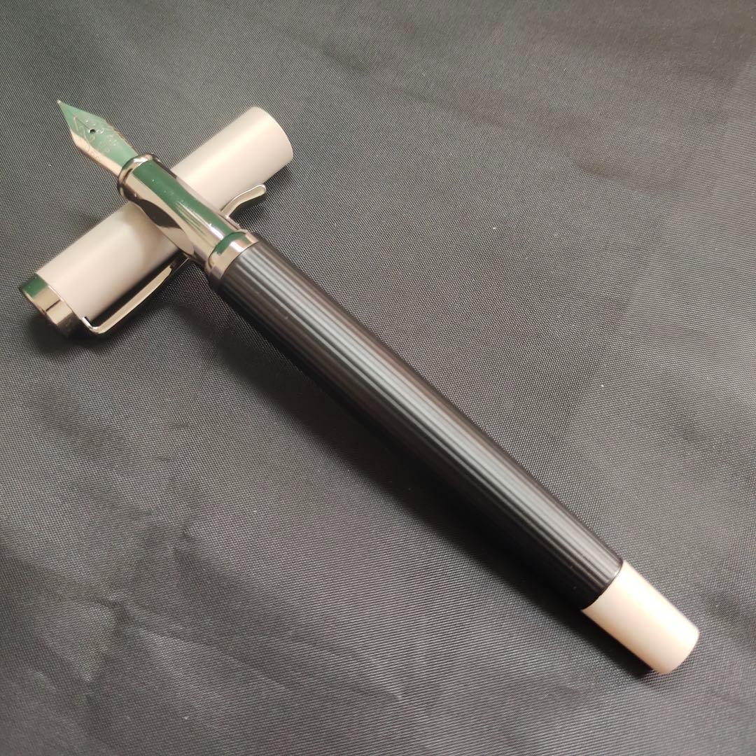 @エレガントな万年筆 黒と白のストライプ