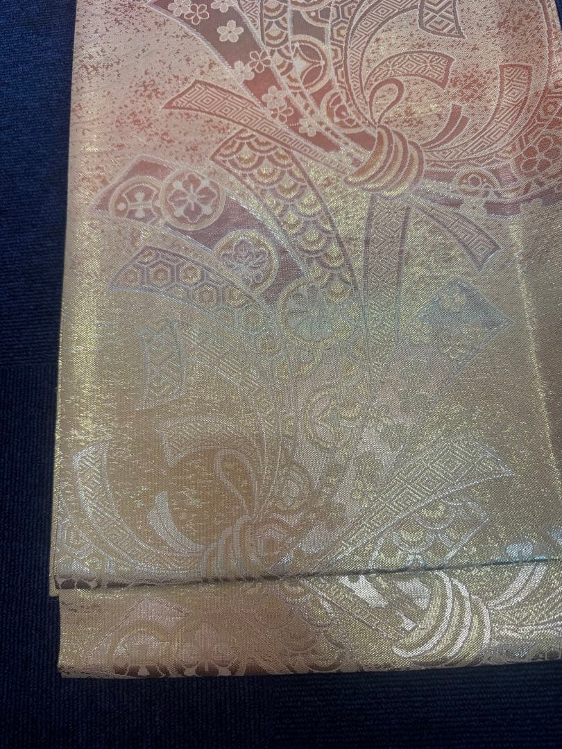 2662袋帯 古代彫金紋 西陣織 金糸　高級上質上品　約440cm 未使用