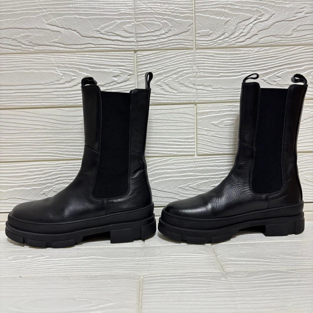 【極美品】REMME サイドゴアブーツ 厚底 ブラック レザー 38