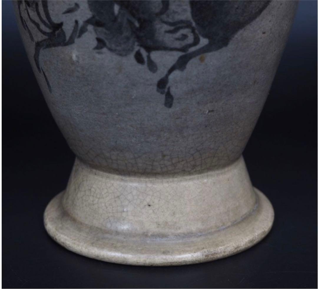 送料無料　明治期 古相馬双耳花瓶 　高さ25.5ｃｍ