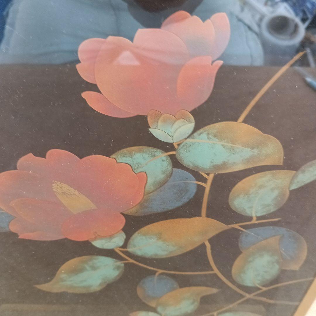 ゴ*島様 4050）桜井一良　輪島塗　椿図　額装