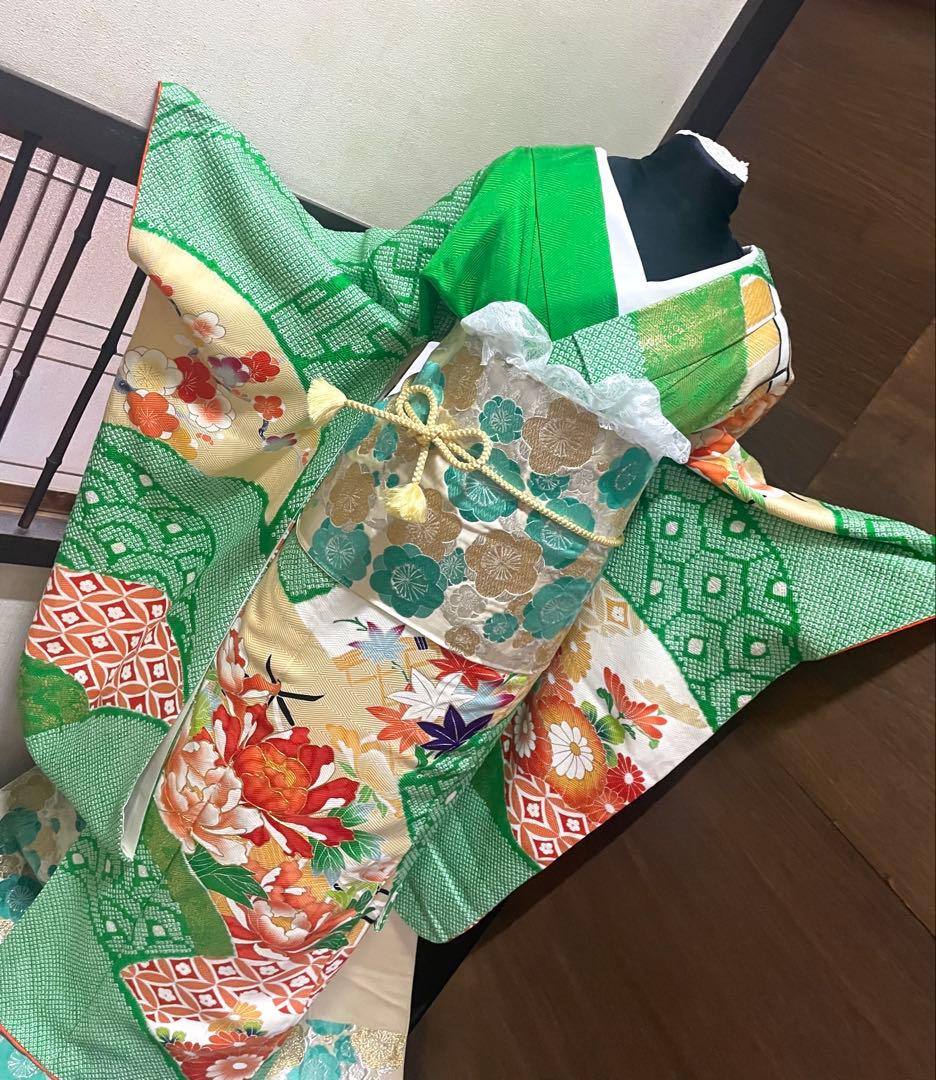 振袖 フルセット6点サイズS〜M絞り金駒刺繍　正絹　売り切り終了