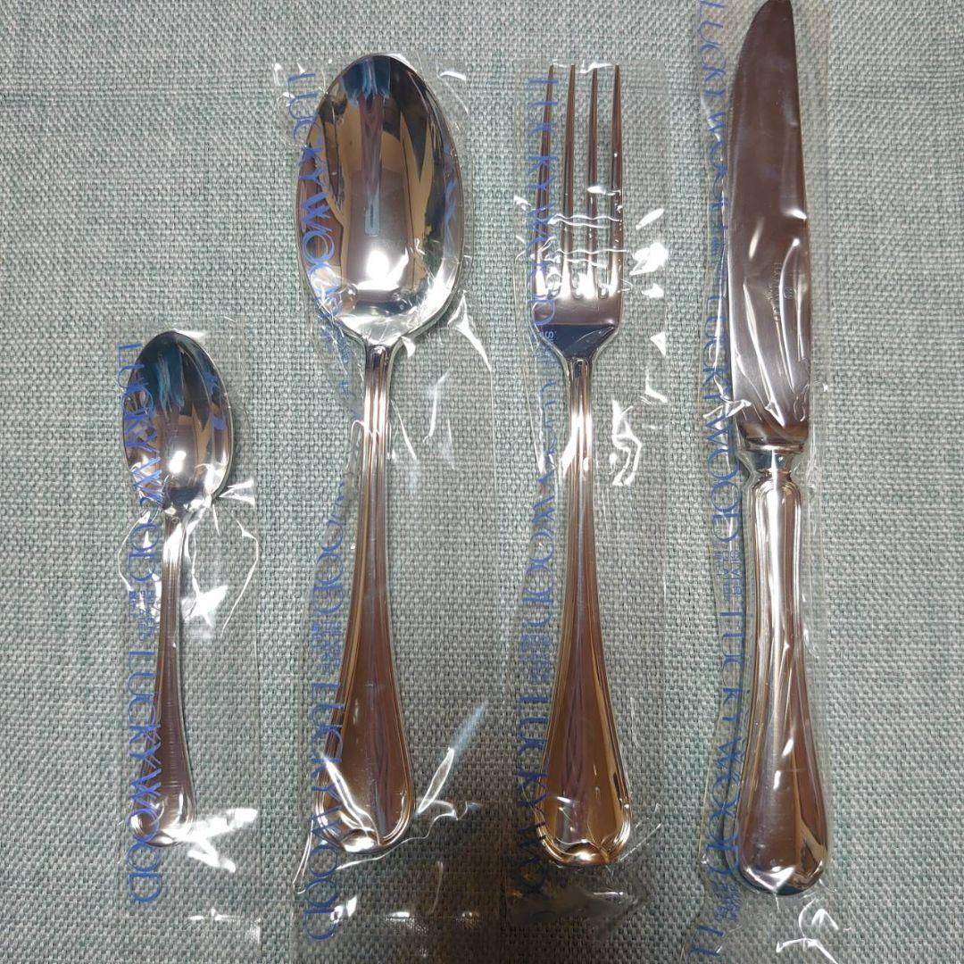 LUCKY WOOD 洋白銀器 EPNS ロムネー カトラリー4本セット未開封