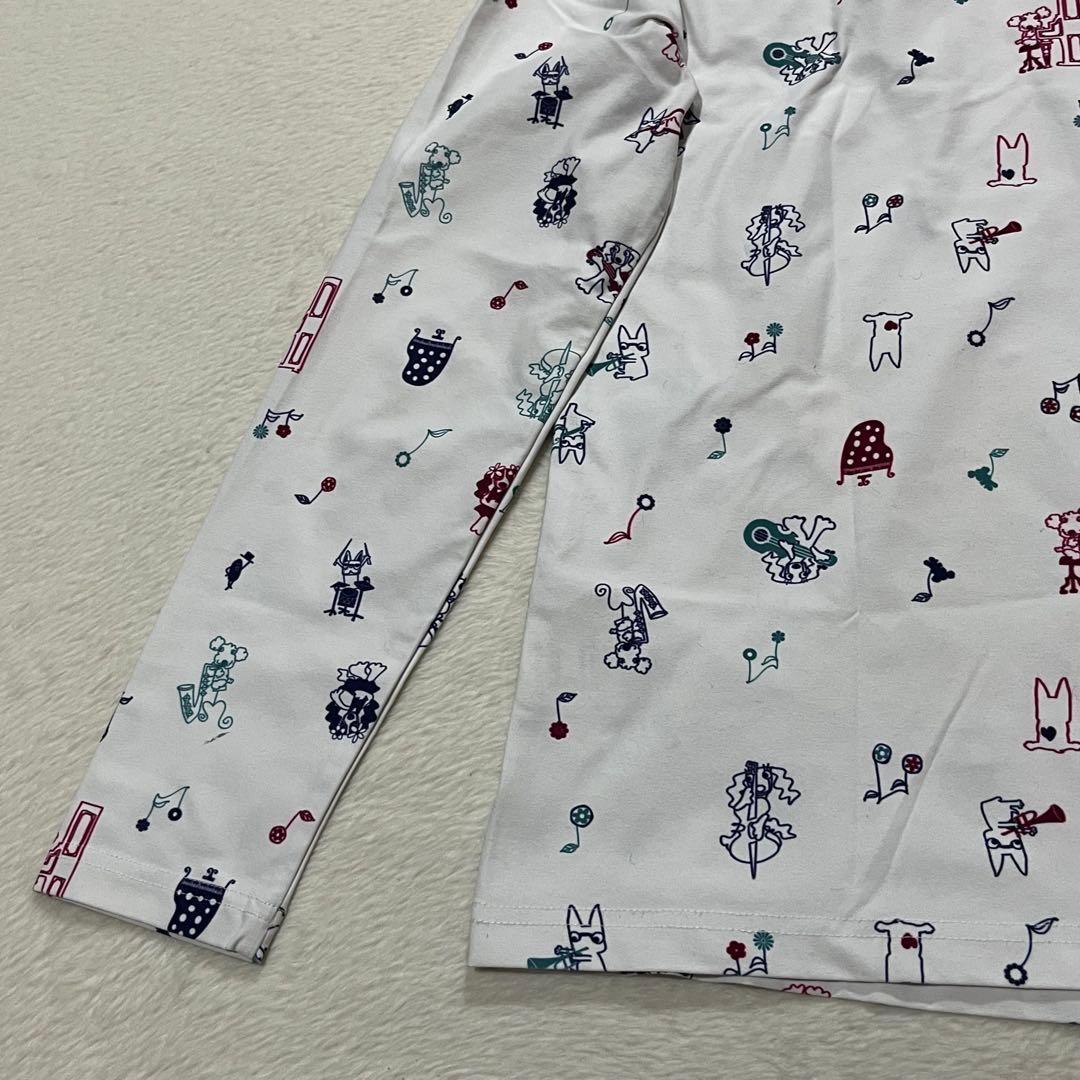 t1978 【mu sports】　ゴルフウェア　総柄　ハイネック　スポーツ　白