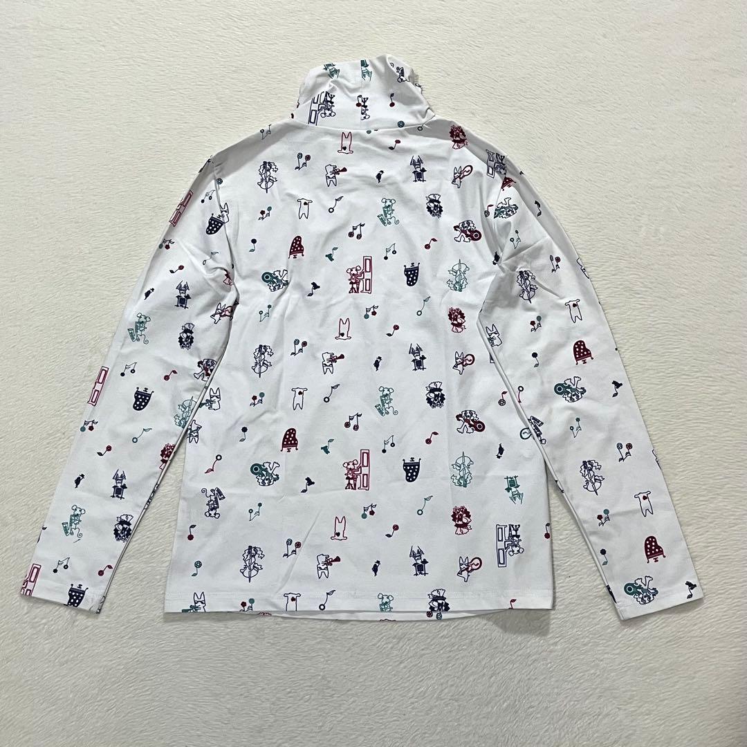 t1978 【mu sports】　ゴルフウェア　総柄　ハイネック　スポーツ　白