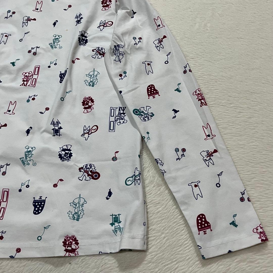 t1978 【mu sports】　ゴルフウェア　総柄　ハイネック　スポーツ　白