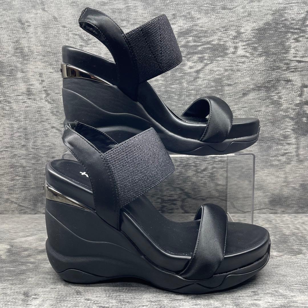 極美品✨＋Diana【24】ブラック ウェッジサンダル オープントゥ 厚底