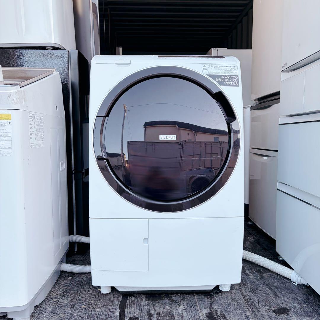 運搬取付無料！大容量！純正日立のホワイト・スマート電気乾燥洗濯機！完動品・超美品