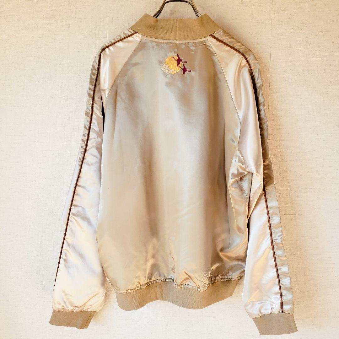★未着用★ マッシュマニア スカジャン ゴールド サテン 鶴 松 刺繍