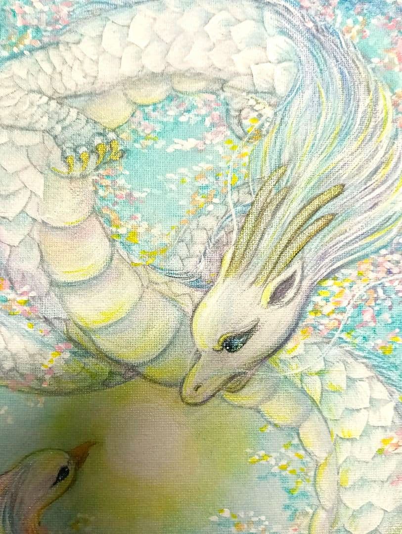 No.481 鳳凰と龍　大きめサイズ　Ｆ4 絵画　　開運絵画