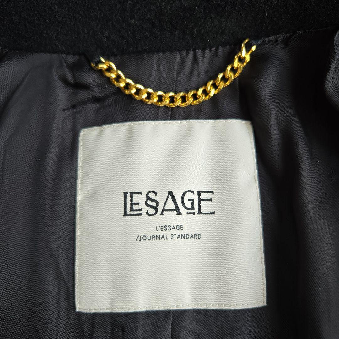 レサージュ SUPER120 ステンカラーショートコート ブラック