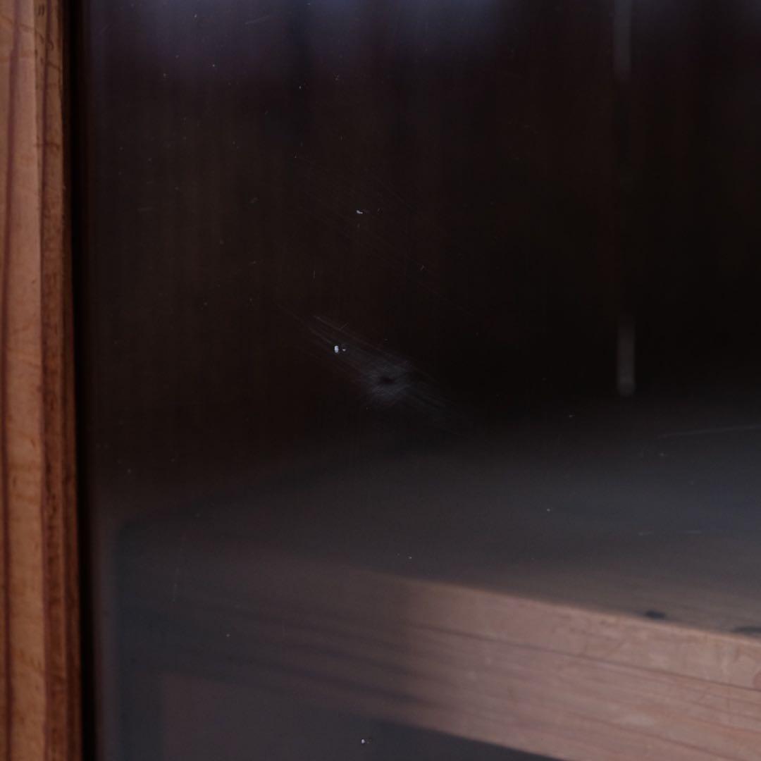 大正期 杉材 ガラス戸棚B ゆらゆらガラス　食器棚 収納棚 水屋 本棚 古家具