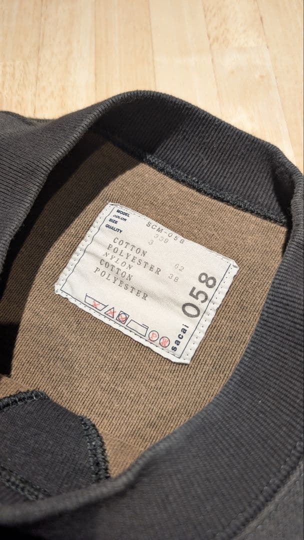 【サイズ3】Sacai NylonTwill スウェットシャツ グレー