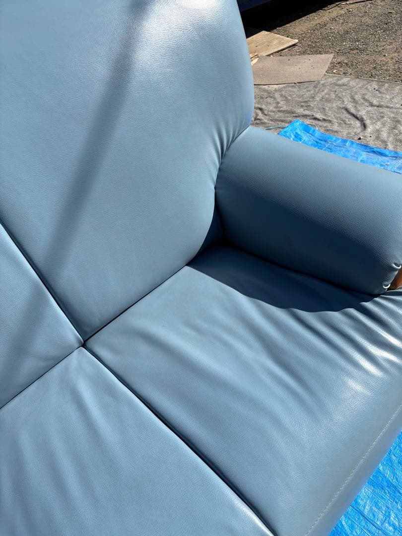3人掛け　ソファー　ブルー　中古　引取り限定