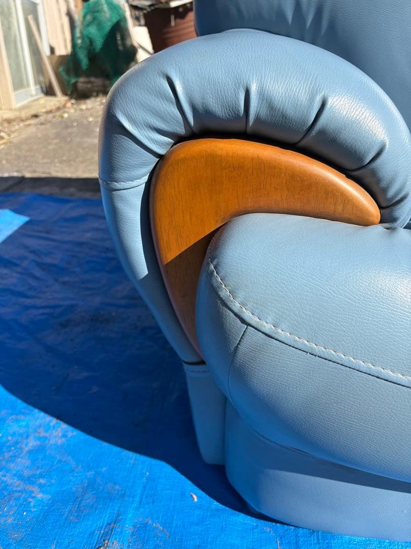 3人掛け　ソファー　ブルー　中古　引取り限定