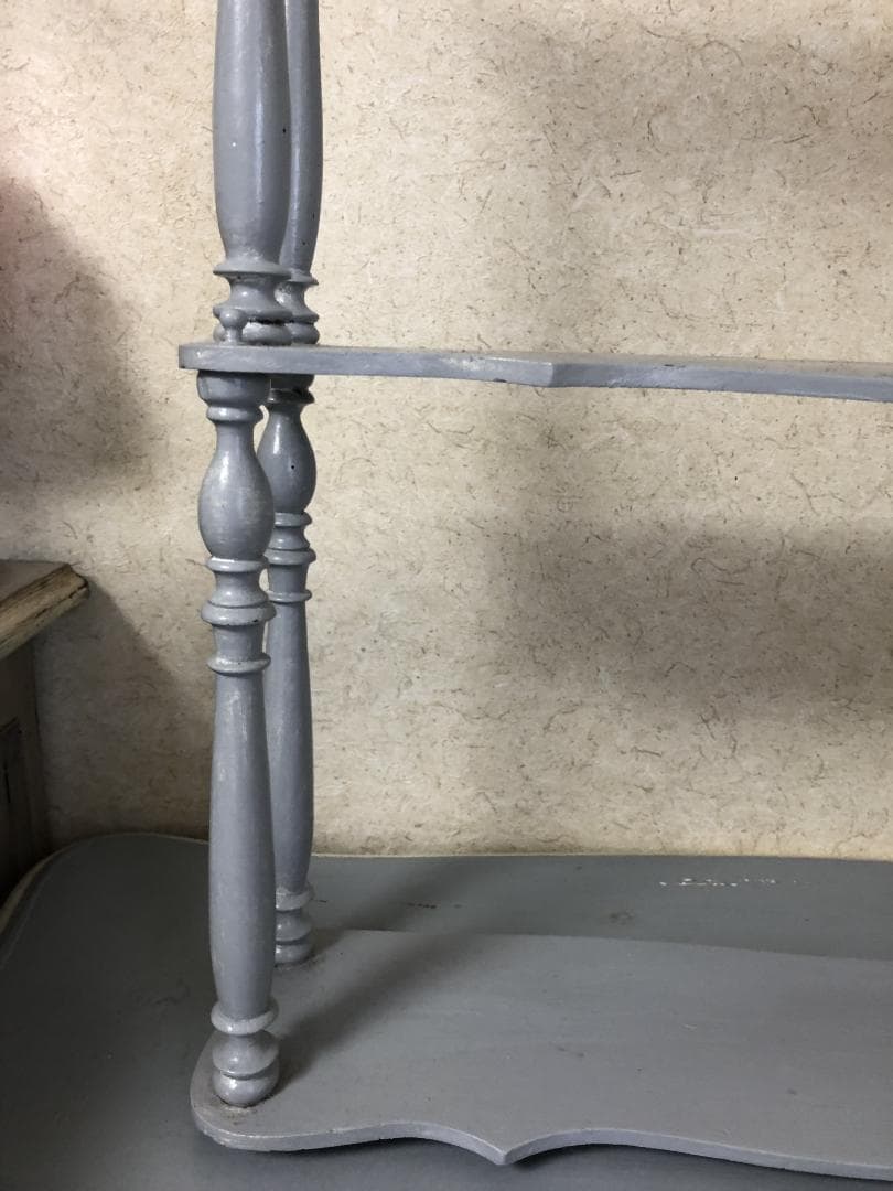 フランスアンティーク　シェルフ　飾り棚　ブルーグレー