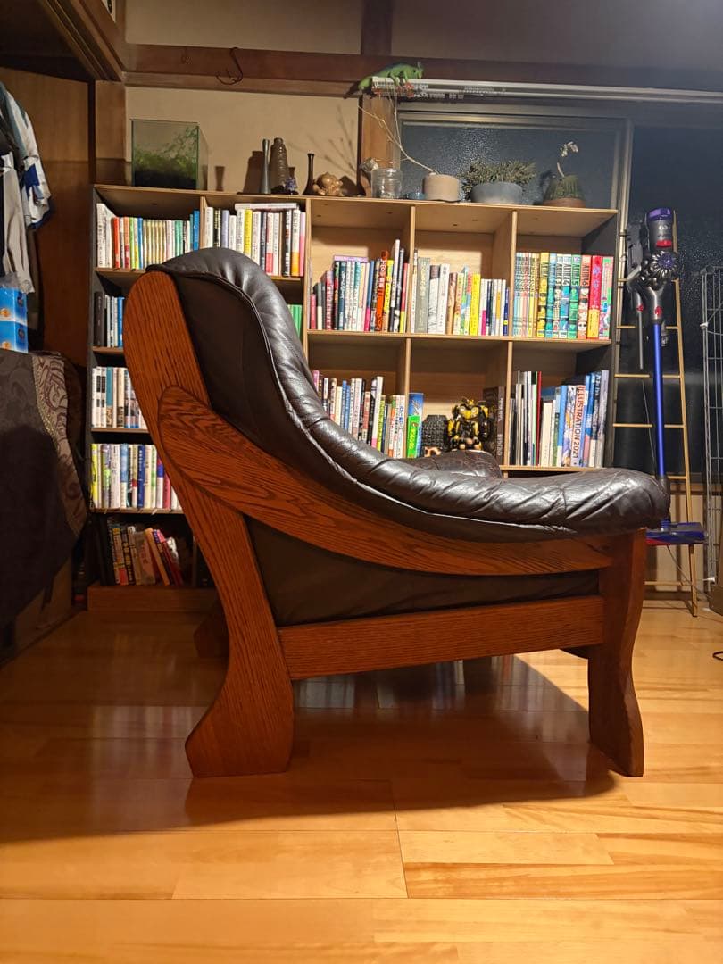 オランダ製 本革 1人掛けソファ ダークブラウン【引き取り限定/値段交渉可】