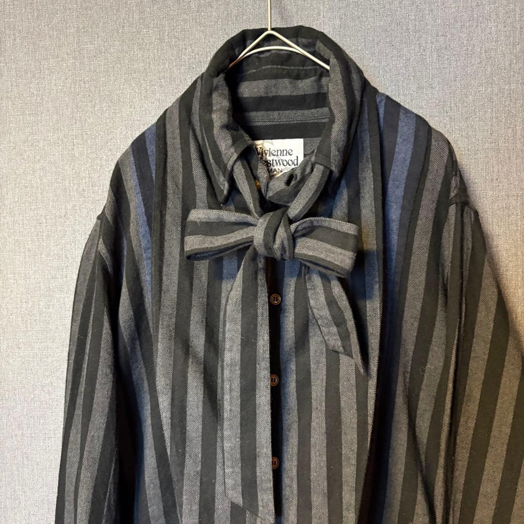 Vivienne Westwood MAN ストライプリボンシャツ サイズ：46