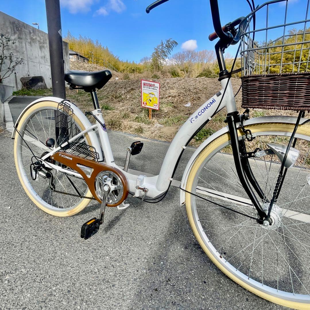 原宿制服 arCONOMi折りたたみ・26インチ・6段ギア・LEDオートライト