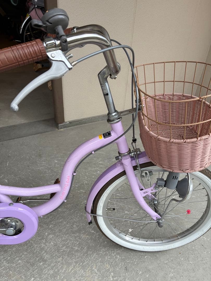 子供用自転車 パープル 前面バスケット付き　大阪府引き取り限定