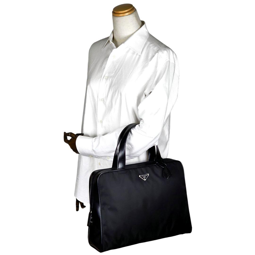 美品 プラダ 三角ロゴ テスート レザー ビジネスバッグ トートバッグ