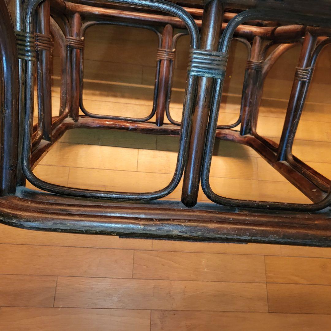 ラタンテーブル　ガラステーブル　大型 センターテーブル　ラタン　ローテーブル