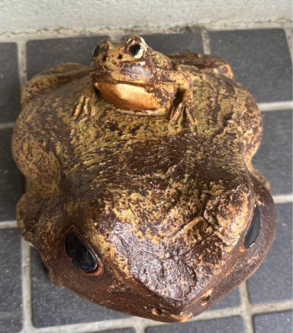 ビンテージ！骨董品　信楽焼　親子蛙　縁起物　開運